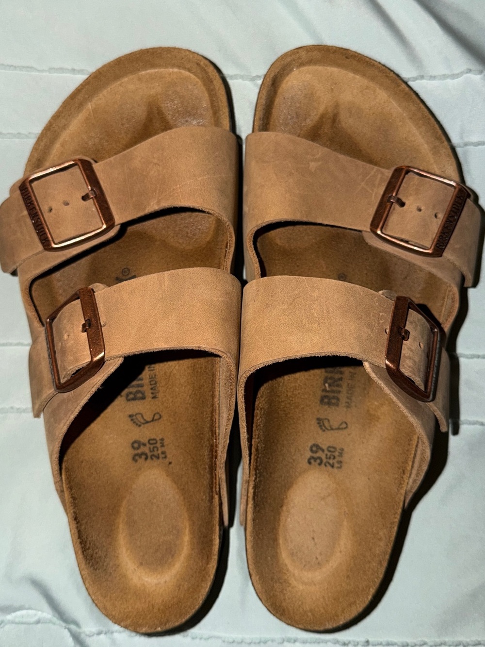 Birkenstock Tan Double Buckle Slide Sandals